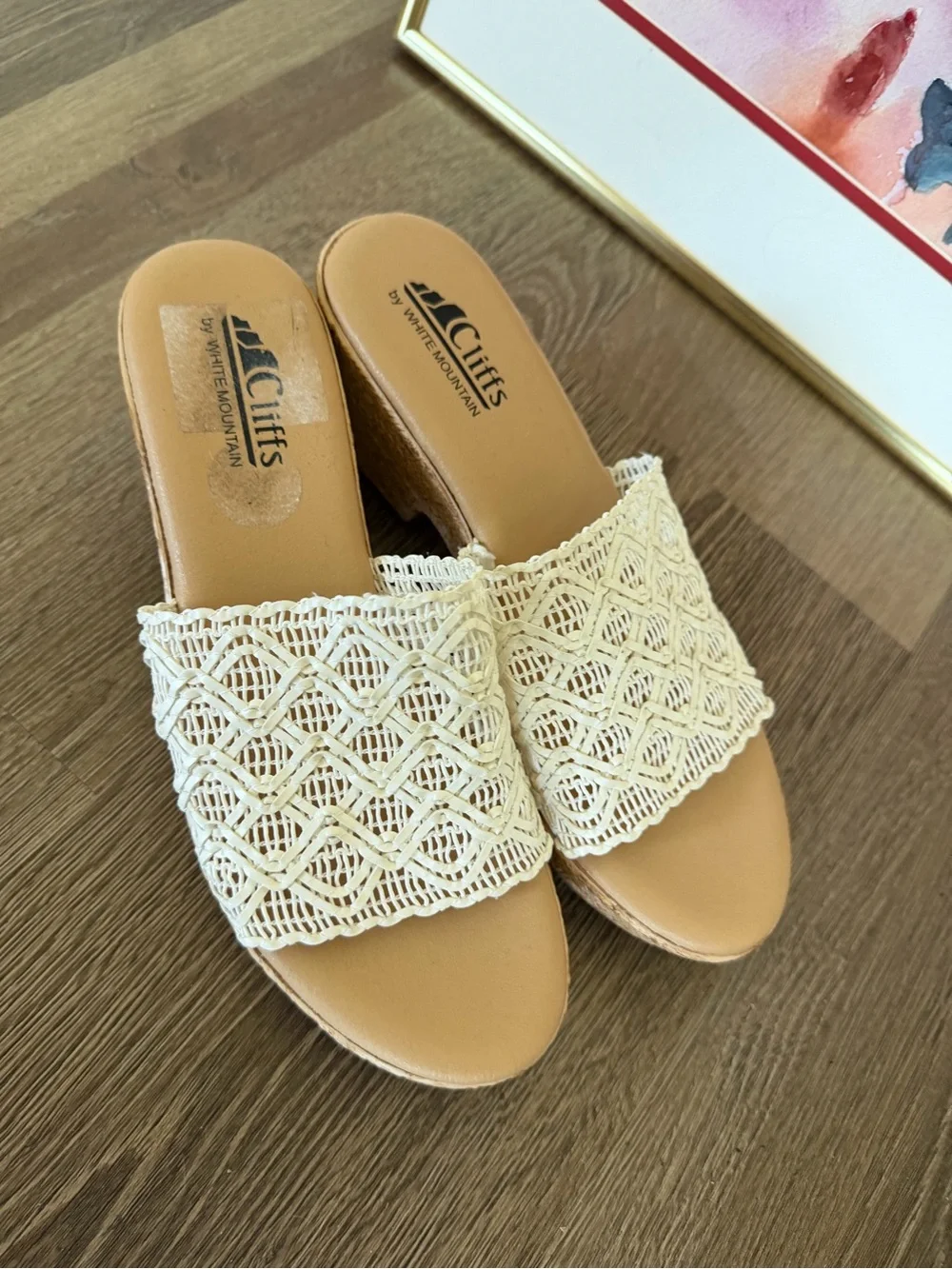 Cliffs by WHITE MOUNTAIN Cream Woven Espadrille Wedge Slide